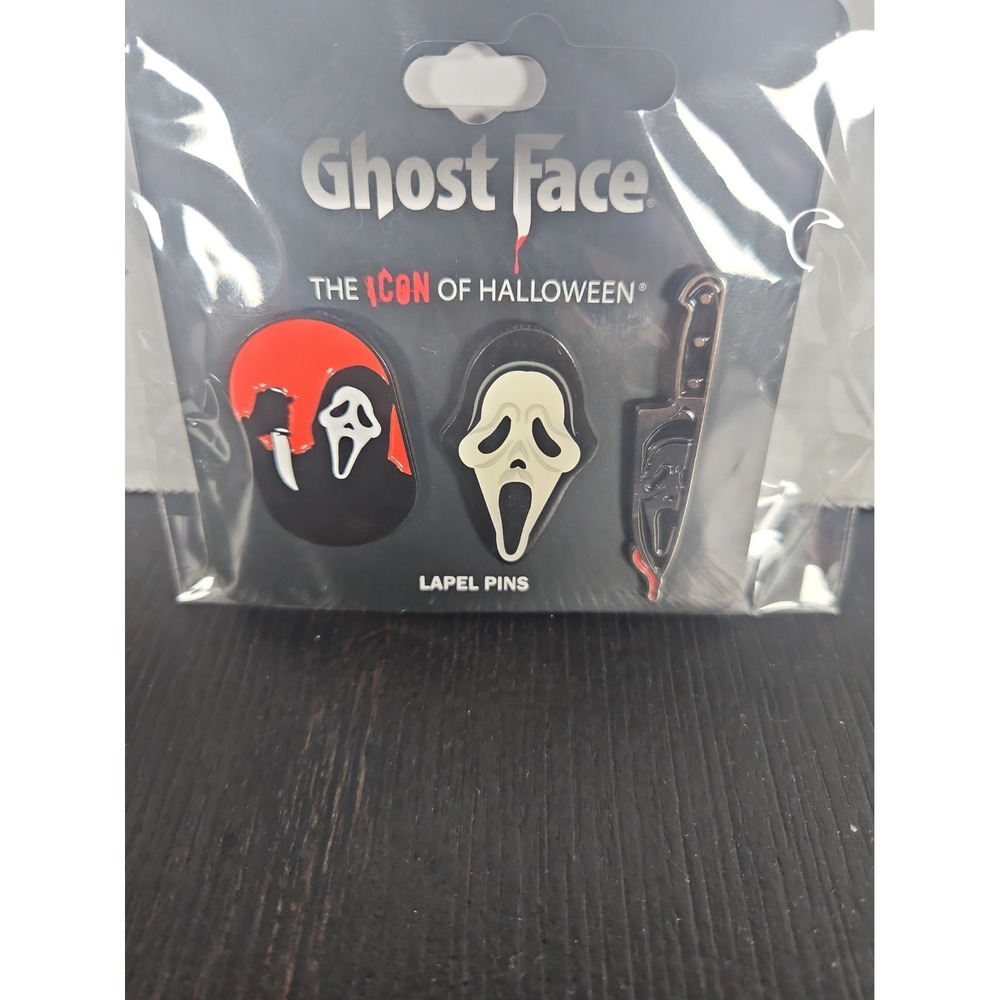 SCREAM GHOST FACE Slasher Variety Lapel Enamel Pins Set of 3 - New Sealed (A)